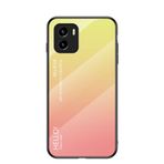 BRAND SET Vivo Y15s/Vivo Y15a Koruyucu Kılıf Gradyan Tasarım Ultra İnce Temperli Cam Arka Kapak Sert Kapak Çizilmeye Dayanıklı Yumuşak TPU Silikon Çarpma Kılıfı Darbeye Dayanıklı - Sarı