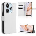 BRAND SET Xiaomi Poco M6 4G için Deri Kılıf Kapak Cüzdan Flip Demir Toka Kapatma Çoklu Kart Yuvalı Kartvizitlik Elmas Desen Xiaomi Poco M6 4G için (Beyaz)