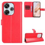 BRAND SET Xiaomi Poco M6 4G için Koruyucu Kılıf Cüzdan Deri Kapaklı Kılıf Güvenli Bakır Tokalı Kapatma Kilidi ve Braket İşlevli Xiaomi Poco M6 4G için (Kırmızı)