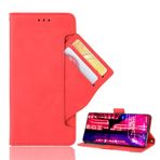 BRAND SET ZTE Blade V50 Akıllı Telefon Kılıfı Cüzdan Kapaklı Demir Toka Kapatma Çoklu Kart Yuvası Kartvizitlik ve Braket İşlevli (Kırmızı)