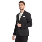 Brando Erkek Siyah Kendinden Desenli Slim Fit Pamuklu Likralı Esneyen Kumaşlı Blazer Ceket Siyah 56