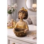 BRANDSMITHS El Yapımı Seramik Kız Figürlü Kase – Golden Blush Bow - Çok Renkli