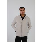 BRANGO Erkek Slim Fit Mont, Taş, L Beden