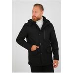 BRANGO Erkek Slim Fit Uzun Kaban, Siyah, M Beden