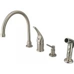 Brass Kb828 K8 Chatham Single Lever Handle Musluk With Spray Sıvı Sabun Dispenseri, Saten Nikel Brass