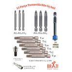 BRATİ HAND TOOLS 15 Parça Tornavida Bits Uç Seti (50MM Ph1-Ph2-Ph3 50MM Pz1-Pz2-Pz3 50MM T10-T15-T20-T25-T27-T30)