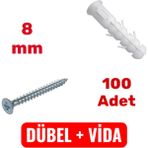 BRATİ HAND TOOLS 8mm Plastik Dübel + Vida Seti 100 Adet
