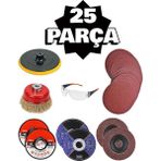 BRATİ HAND TOOLS Avuç Taşlama Spiral Makinesi 115 mm Cırt Zımpara Flap Inox Metal Kesme Kesici Disk Seti 25 Parça
