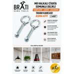 BRATİ HAND TOOLS M8 Halkalı Metal Civata Somunlu Delikli Sabitleme Çekme Kaldırma Tavan Kancası Asma Kiti 2 Adet