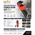 BRATİ HAND TOOLS Siyah Yıldız Torx Allen 9 Parça Alyan Seti Cr-V