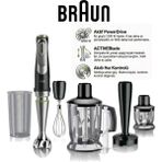 Braun 1200 Watt Multiquick 9 El Blender Seti MQ9147X Active Powerdrive Püre Ezici Blender Doğrayıcı Çırpıcı Beher 7 Parça - Siyah