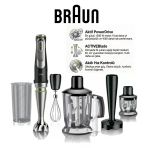 Braun 1200 Watt Multiquick 9 El Blender Seti Mq9147x Active Powerdrive Püre Ezici Blender Doğrayıcı Çırpıcı Beher 7 Parça