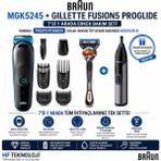 Braun 17'si 1 Arada Erkek Bakım Seti + Gillette Fusion5 Proglide + Philips Kulak-Burun Tüy Kesme Makinesi - Philips Kulak + Burun Kıl Kesme HEDİYE