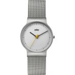 Braun Bayanlar İnce 3 İbreli Analog Kuvars Saat, Beyaz Kadran Ve Çelik Milanese Örgü Kayış, 32 Mm Paslanmaz Çelik Kasa, Model Bn0211whslmhl.
