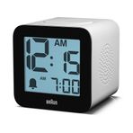 Braun BC25WP dijital çalar saat, erteleme fonksiyonu, pozitif LCD ekran, konuşulan ayar seçenekleri ve yükselen sinyal sesi, beyaz, model