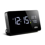 Braun Dijital çalar saat, LCD ekranlı, diğer cihazları şarj etmek için 2 x USB-C bağlantısı, saat ve tarih göstergesi, dokunmatik erteleme, hızlı set, siyah, model BC20B.
