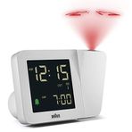Braun Dijital kablosuz projeksiyonlu çalar saat, orta Avrupa saat dilimi için (DCF) negatif LCD ekran, hızlı ayar ve beyaz alarm bip sesi, model BC15W-DCF.