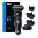 Braun Erkekler için Elektrikli Tıraş Makinesi, Seri 5 5120s, Islak ve Kuru Tıraş, Turbo Tıraş Modu, Folyo Tıraş Makinesi, Almanya'da Tasarlandı, Sakal Düzeltici ve Keseli, Mavi