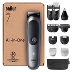 Braun Hepsi Bir Arada Seri 7 Bakım Seti, 12'si 1 arada, ProBlade ve AutoSense, 120 Dak, SkinGuard ve Sakal Solması, Su Altında Kullanım için AquaGrip, AIO7545, Gri