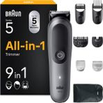 Braun Multigroom All-In-One Series 5, 9'u 1 Arada Kırpma Seti 5, AIO5545, Gri - Sakal Kesme Makinesi, Saç Kesme Makinesi, Yüz, Baş ve Vücut Için Saç Kesme Makinesi, 14 Boy, 120 Min. Pil, Su Geçirmez