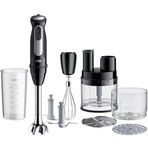 Braun MultiQuick 5 Pro MQ55755M, 25 hız kademeli el mikseri, Easy Click System Plus, 1000 W, siyah, mini mutfak robotu, doğrayıcı, çırpma teli, karıştırma ve ölçüm kabı (600 ml)