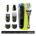 Braun Şarjlı Erkek Bakım Kiti 7in1 Kablosuz Şekillendirici - Siyah/yeşil + Gillette Fusion Proglide