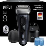 Braun Series 8 Erkek Elektrikli Tıraş Makinesi, 4+1 Hassas Başlık ve Düzeltici, Her Türlü Sakal Yoğunluğuna Uygun, 60 Dk. Pil, 5'i 1 Aradacenter, Islak ve Kuru Tıraş Makinesi - 8663CC, Gri