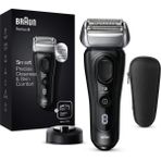 Braun Series 8 Erkek Tıraş Makinesi, 3+1 Tıraş Başlığı, Hassaslık Için Elektrikli Tıraş Makinesi ve Düzeltici, Sonik Teknoloji ve Kontur Ayarlı 40° Başlık, Islak ve Kuru, 8410S, Siyah