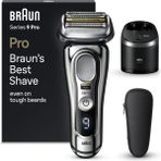 Braun Series 9 Pro Premium Elektrikli Tıraş Makinesi, 4+1 Tıraş Başlığıyla, Erkek Elektrikli Tıraş Makinesi, Prolift Düzeltici, 5'i 1 Arada Temizleme Istasyonu, Islak ve Kuru, 9486CC, Krom