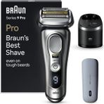 Braun Series 9 Pro Premium Elektrikli Tıraş Makinesi, 4+1 Tıraş Başlığıyla, Erkek Elektrikli Tıraş Makinesi, Prolift Düzeltici, Powercase, 5'i 1 Arada Temizleme Istasyonu, Slak ve Kuru, 9497CC, Gümüş