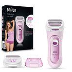 Braun Silk-epil Lady Shaver, 3'ü 1 arada kablosuz ıslak ve kuru elektrikli tıraş makinesi, düzeltme ve peeling sistemi
