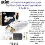 Braun Silk Expert Pro 5 400.000 Atımlı Yeni Nesil Kablolu Lazer Epilasyon Cihazı + FS1000 Mini Tüy Alıcı - Beyaz - Altın