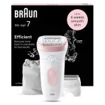 Braun Silk-Épil 7 Kadın Epilatörü, Uzun Süreli Tüy Giderme Için Tüy Çıkarıcı, Kadın Tıraş Makinesi, Su Geçirmez - Tıraş Aparatı ve Düzeltici Aparatı Dahil - 7-030, Beyaz/flamingor Pembe