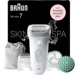 Braun Silk-Épil 7 Skinspa Hepsi Bir Arada Set, Uzun Süreli Epilasyon Için Kadın Epilatörü / Tüy Çıkarıcı, Bayan Tıraş Makinesi, Tıraş Aparatı, Masaj Aparatı, 7-081, Beyaz/gümüş
