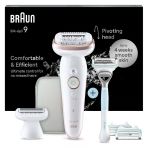 Braun Silk-Épil 9 Kadın Epilatörü, Döner Başlıklı Kadın Tıraş Makinesi, Kolay Epilasyon, Islak ve Kuru, Su Geçirmez - Gillette Venus Tıraş Makinesi ve Düzeltici Aparatını Içerir - 9-130, Beyaz/pembe