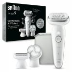 Braun Silk-Épil 9 Kadın Epilatörü, Kadınlar Için Elektrikli Epilatör, Kolay Epilasyon Için Esnek Başlıklı, Islak ve Kuru, Uzun Pürüzsüz Cilt, 9-061, Beyaz/gümüş
