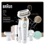 Braun Silk·épil 9 Flex Skinspa Kadınlar Için Epilatör, Hepsi Bir Arada Set, Kolay Epilasyon Için 360° Başlık, Su Geçirmez - Dahil. Facespa Epilasyon Cihazı ve Mini Yüz Tıraş Makinesi - 9-681 3d, Altın