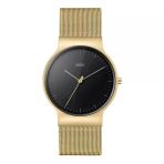 Braun Slim Erkek Analog Quartz Saat, 3 İbreli, Siyah Kadran Ve Altın Milanese Kayış, 38 Mm Altın Kasa, Model Bn0211bkgdmhg.