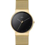 Braun Slim Erkek Analog Quartz Saat, 3 Ibreli, Siyah Kadran ve Altın Milanese Kayış, 38 mm Altın Kasa, Model BN0211BKGDMHG. - Siyah
