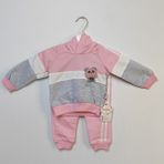 Brava Baby Parçalı Desenli Kapşonlu Sweat Takım - Pembe - 9 - 12 Ay