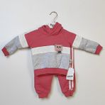 Brava Baby Parçalı Desenli Kapşonlu Sweat Takım - Rose - 9 - 12 Ay