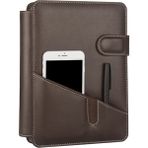 Braventa Collection 2k 5295 Ajanda Tarihsiz Kareli Suni Deri Telefon Kılıflı 4 Halka Mekanizmalı Hesap Makineli Organize - Standart