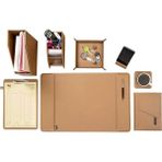 Braventa Collection 2k Sümen Takımı Masaüstü Suni Deri Hediyelik Set 8 Parça Vizon - Standart