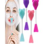 Braventa Collection 3 In 1 Ayıcık Silikon Maske Sürme Peeling ve Temizleme Firçası Silikon Maske Spatulası - Çok Renkli