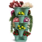 Braventa Collection 5 Katlı Şanslı Yonca Kule Saksı Seti Çiçek Bitki Sebze Meyve Salon Mutfak Banyo Bahçe Saksı Seti (Mi
