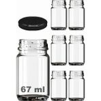 Braventa Collection 67 ml Şeffaf Shot Kavanoz 67 cc Konserve Metal Siyah Kapaklı Cam Kavanoz 6 Adet