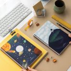 Braventa Collection A5 Spiralli Karton Kapak 2’li Set Çizgili Okul Defteri 80 Yaprak, Ders Programlı Galaksi - Çok Renkli - Standart