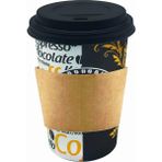Braventa Collection Afra Tedarik 12 Oz Siyah Kapaklı Tutamaçlı Karton Bardak Latte Kahve Kağıt Bardak Sleeve 300 ml - 10 - Çok Renkli - Standart