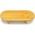 Braventa Collection Ayaklı Oval Bambu Sunumluk Doğal Ahşap Servis Tabağı Modern Şık Sunum Tepsisi Kahvaltı Peynir Meze P - Standart