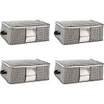 Braventa Collection Baza ve Yatak Altı Uyumlu 4 Adet Lüks Pencereli Dolap Düzenleyici Hurç Baza Altı Hurç 64X45X22 cm (S - Standart